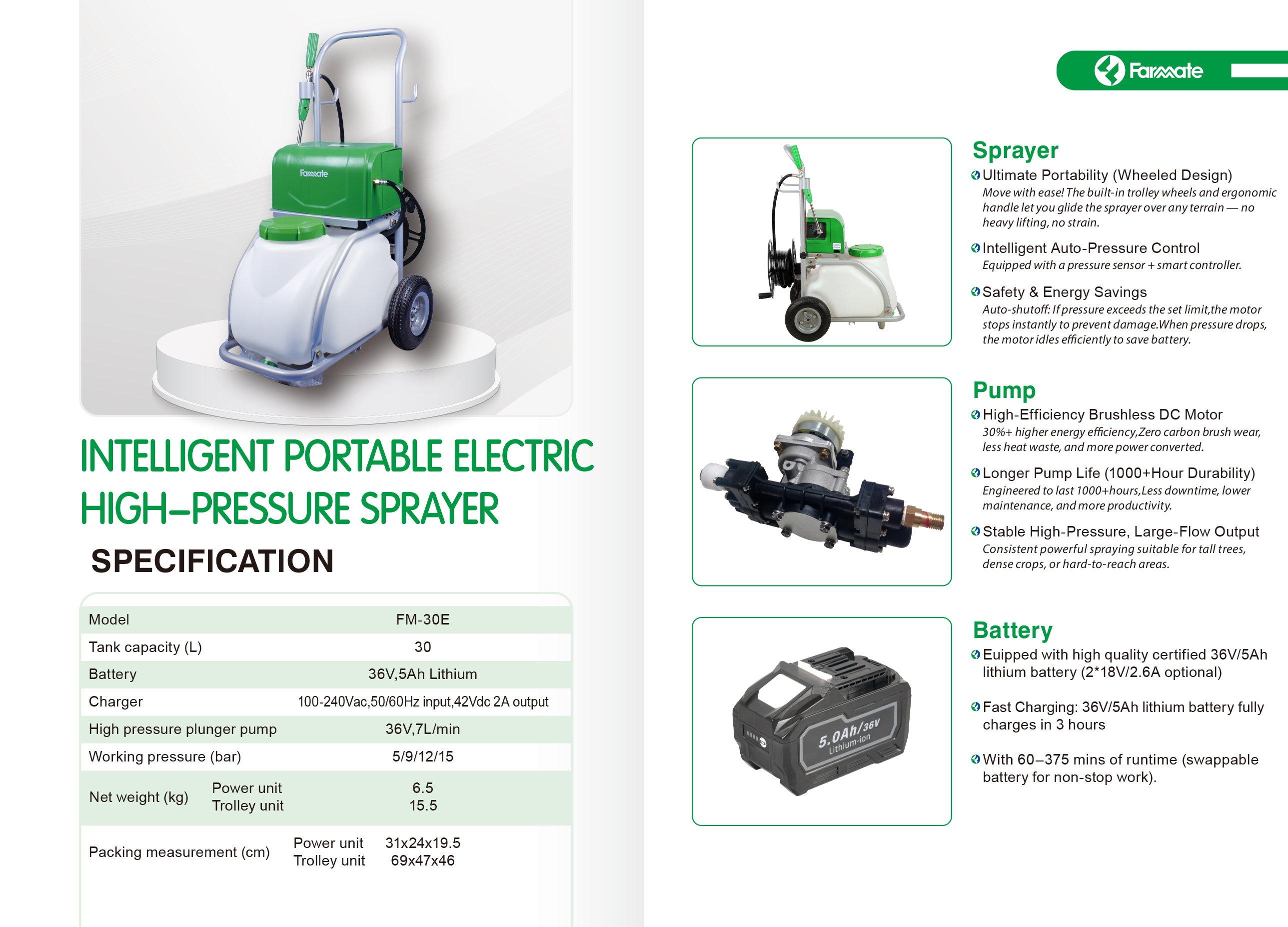 18V-36V Lithium-Ionen-Akku-Hochdruck-Akku-Spritzgerät FM-30E