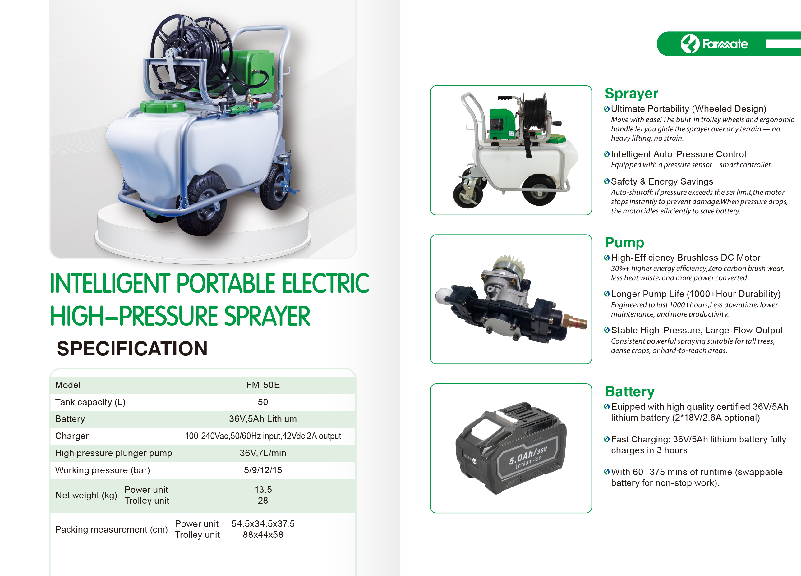 18V-36V Lithium-Ionen-Akku-Hochdruck-Akku-Spritzgerät FM-50E
